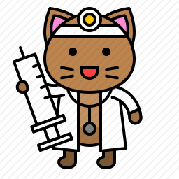 拿着注射器的小猫