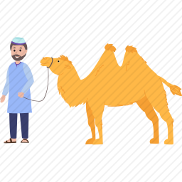 穆斯林男人与骆驼