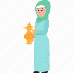拿着水壶的穆斯林女人