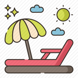 躺椅和太阳伞