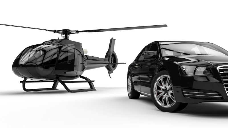 直升飞机和豪华轿车