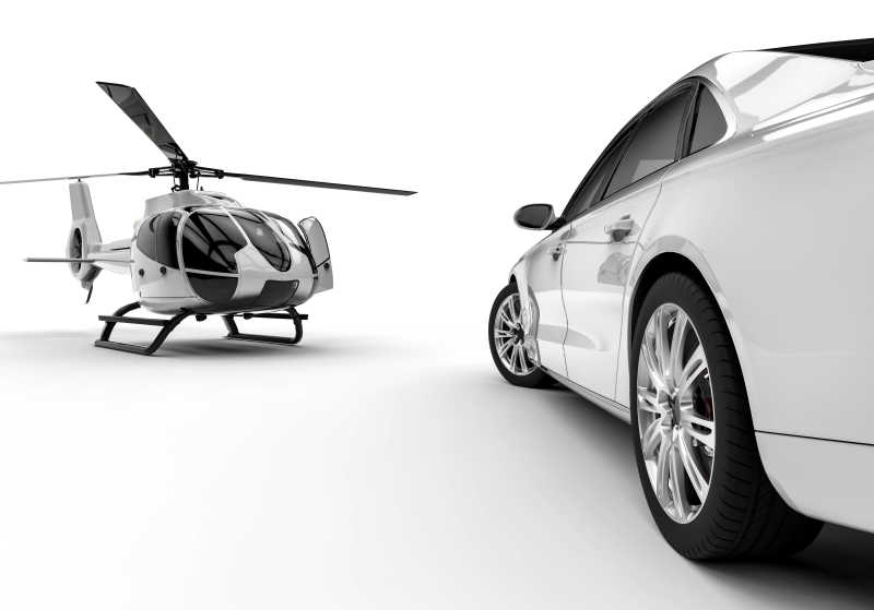 3D轿车和直升机模型