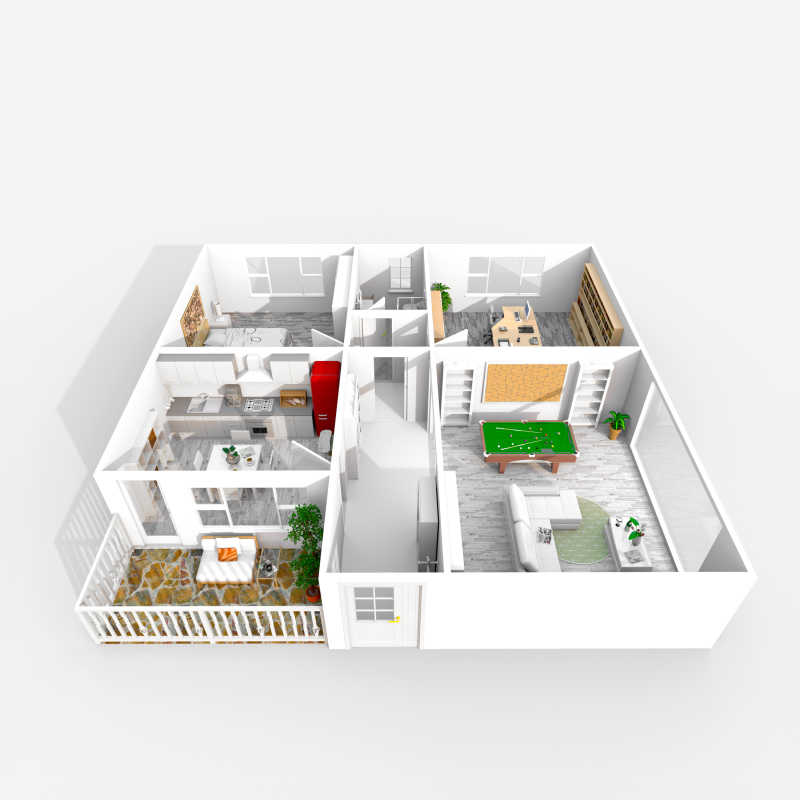 3D结构建筑户型渲染