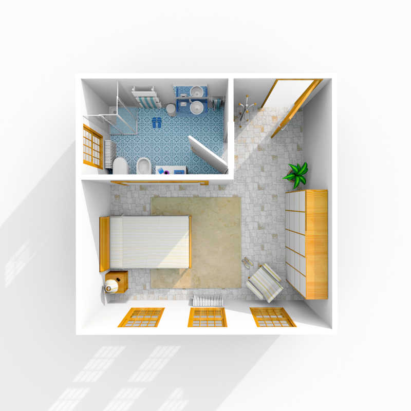 3d家庭公寓结构渲染图