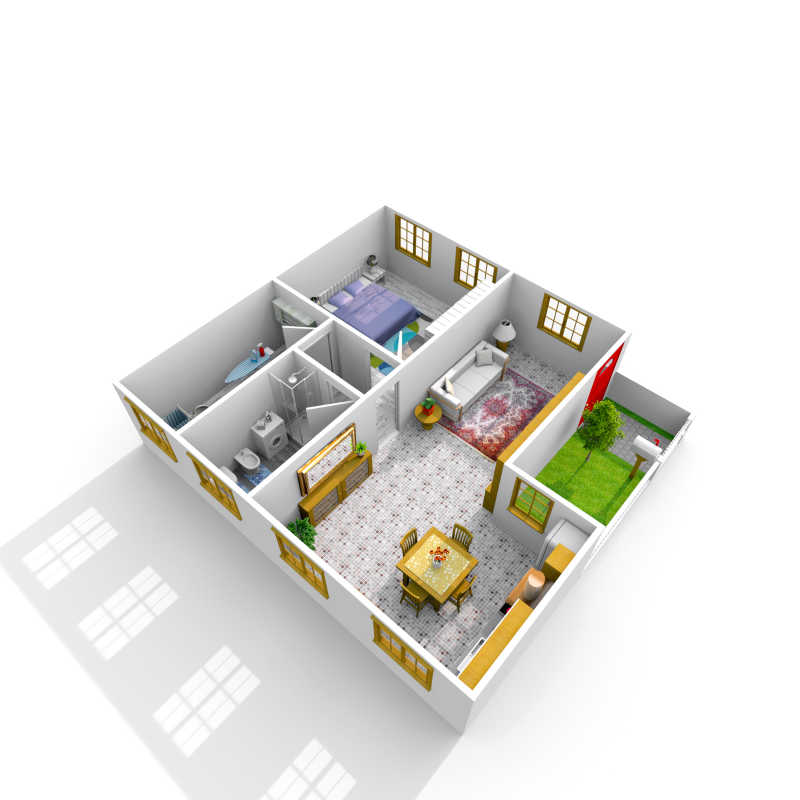 3D公寓室内家具渲染