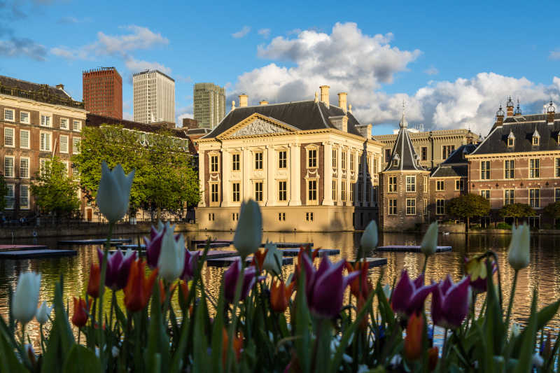 荷兰海牙国会大厦古老的伯爵古堡庭院
