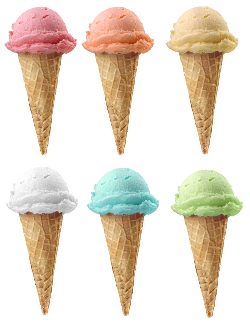 六种不同口味的冰淇淋