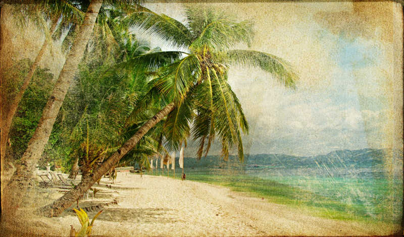 热带海滩复古风格图片