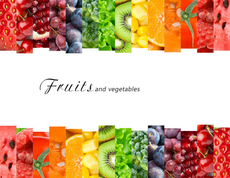 新鲜水果和蔬菜拼图