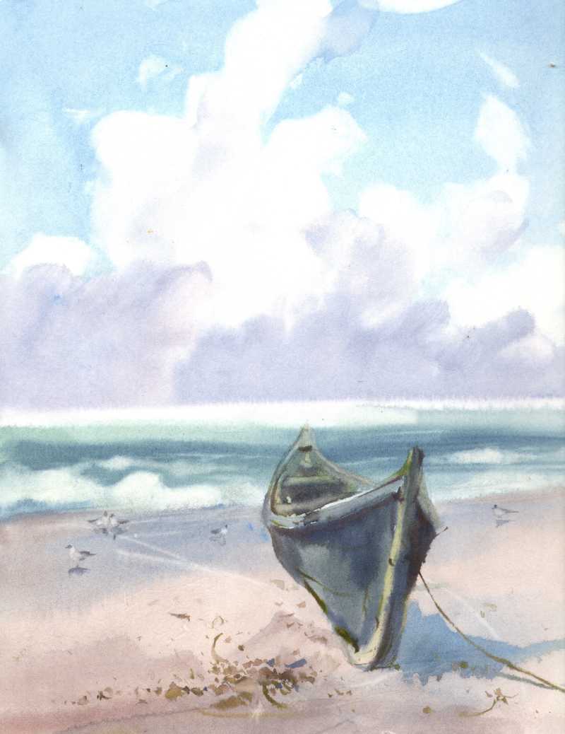 海滩小船插图