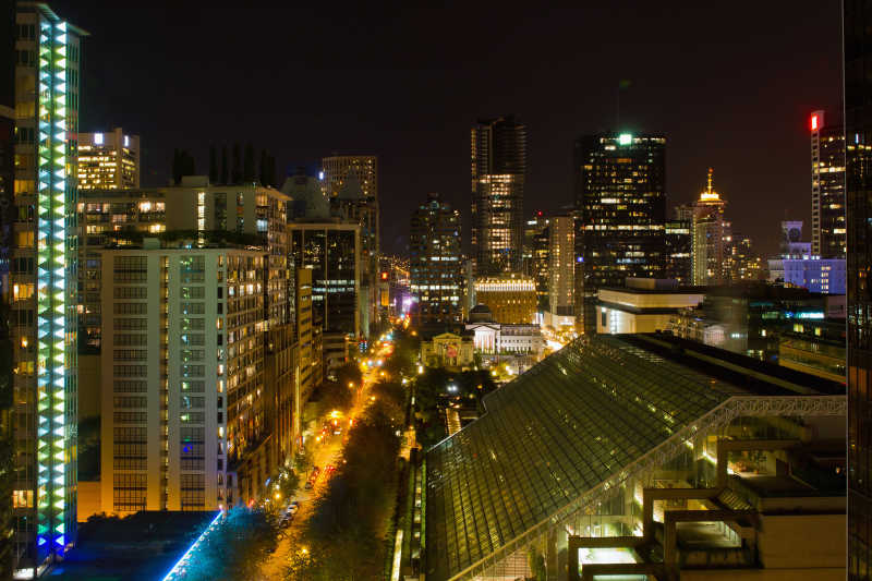 温哥华加拿大都市夜景