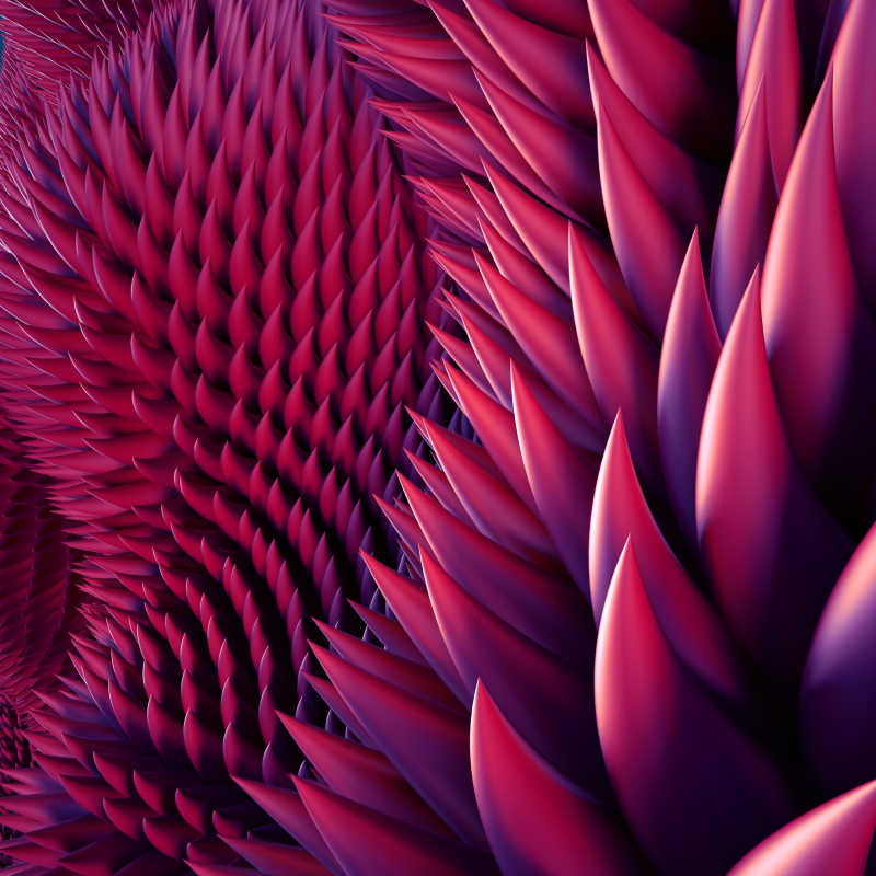 3D粉红色的刺的抽象概念背景