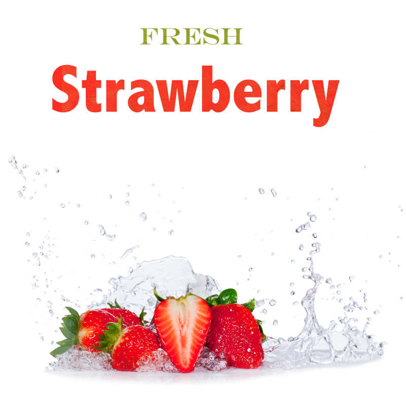 新鲜的草莓和飞溅的水滴