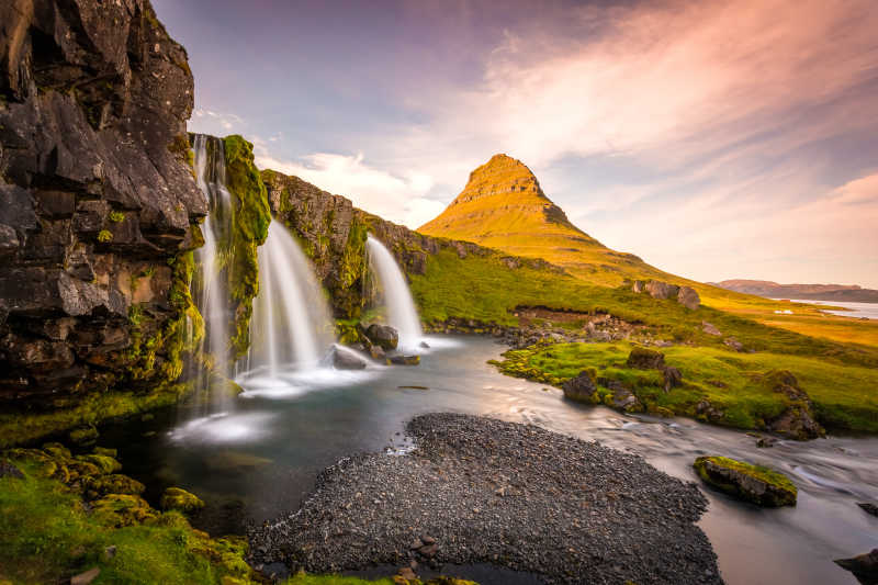 欧洲冰岛瀑布