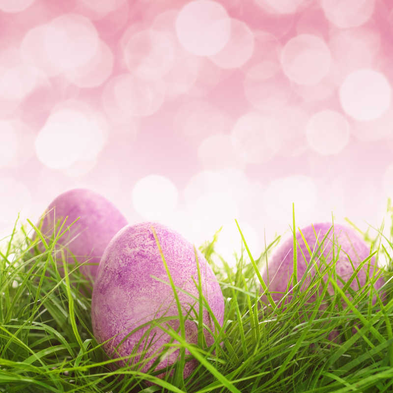 绿色草地上的复活节彩蛋