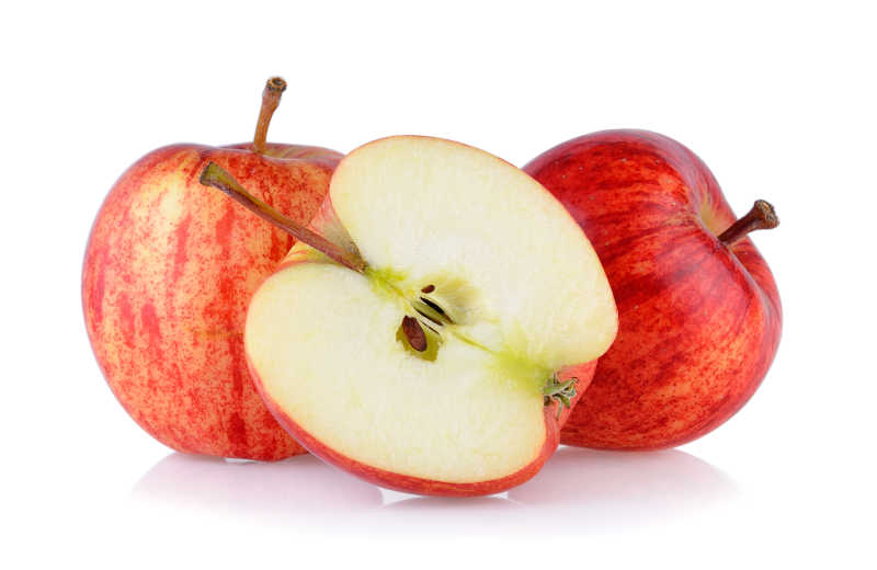 白底红苹果和苹果切片