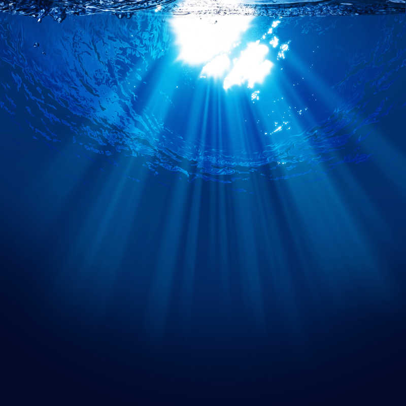 深海的水下背景与太阳光束