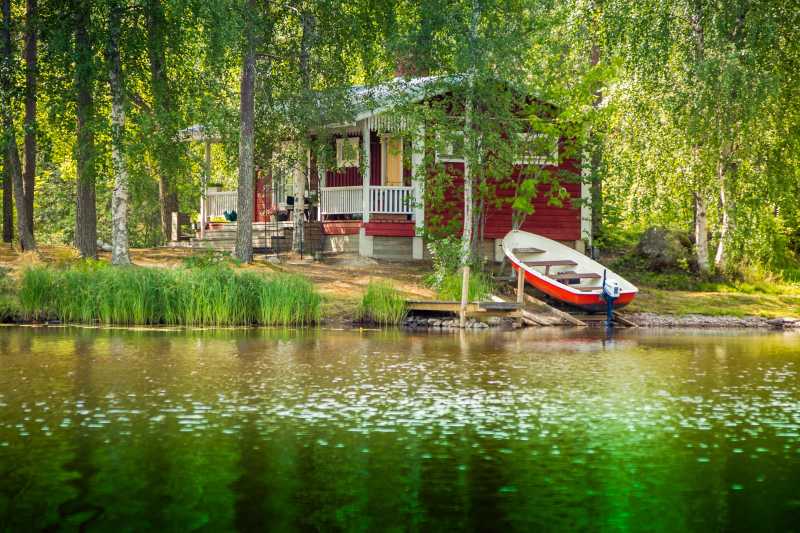 芬兰乡村湖边小屋