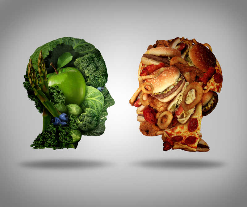 绿色蔬菜与垃圾食品的选择