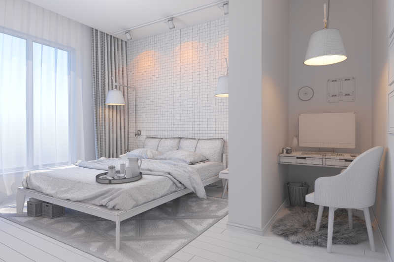 现代卧房3D设计效果