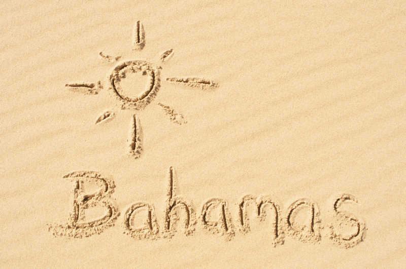 沙滩上写的巴哈马特写