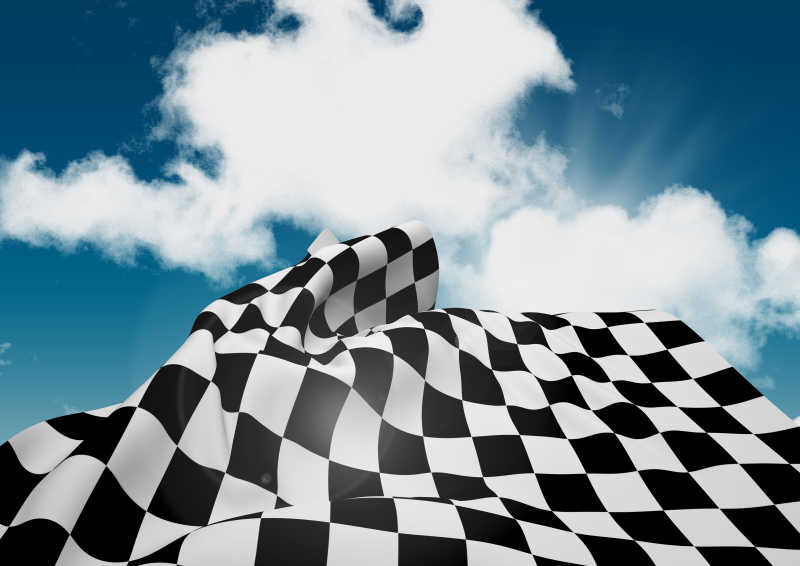 天空下的F1赛车旗帜