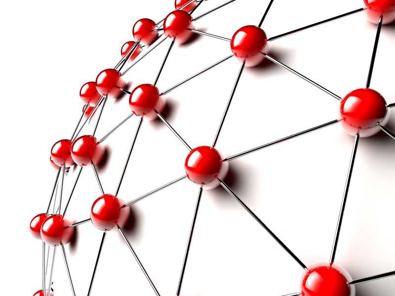 体现网络概念的相连的红色球体