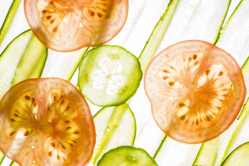 黄瓜和西红柿切片细节