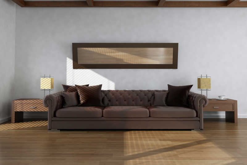客厅里的棕色沙发