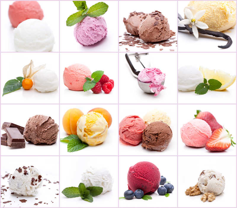 各种口味的冰淇淋