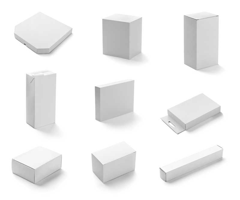 不同形状的白色包装盒