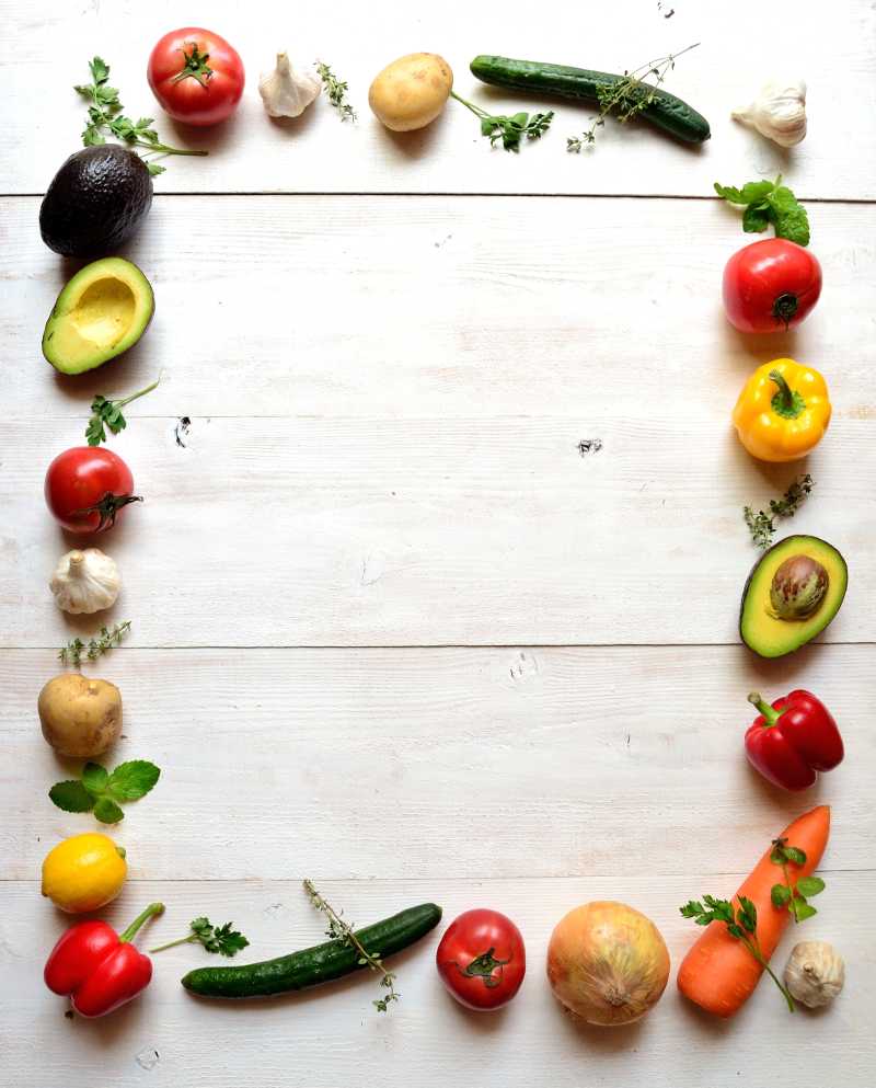 颜色丰富的水果和蔬菜