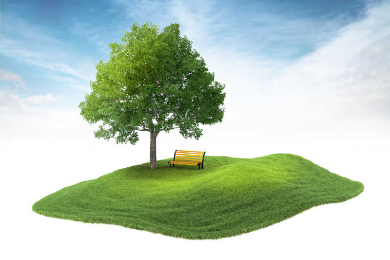 环保概念性的草地和树木