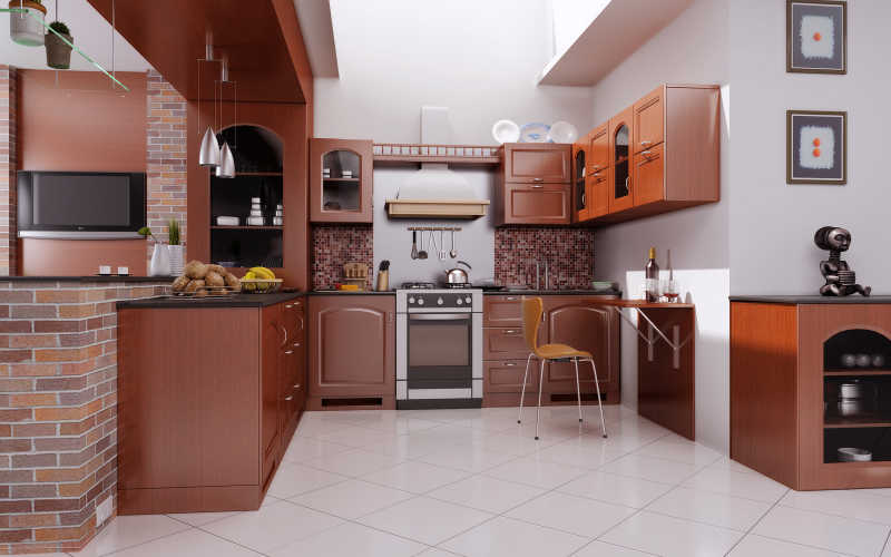 复古的现代厨房室内设计