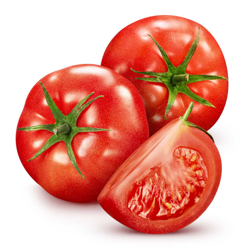 白色背景下的西红柿