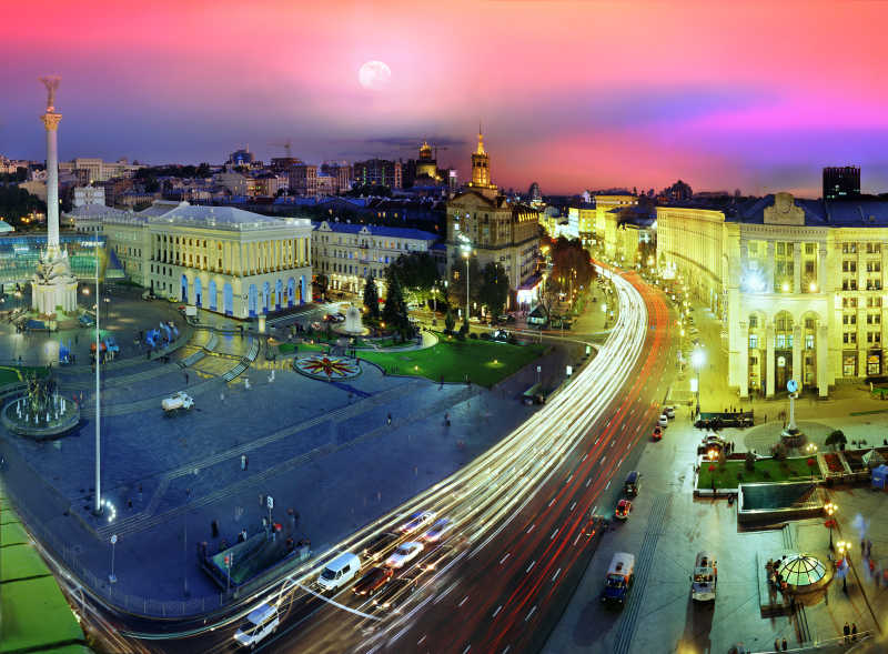 乌克兰基辅城市夜景