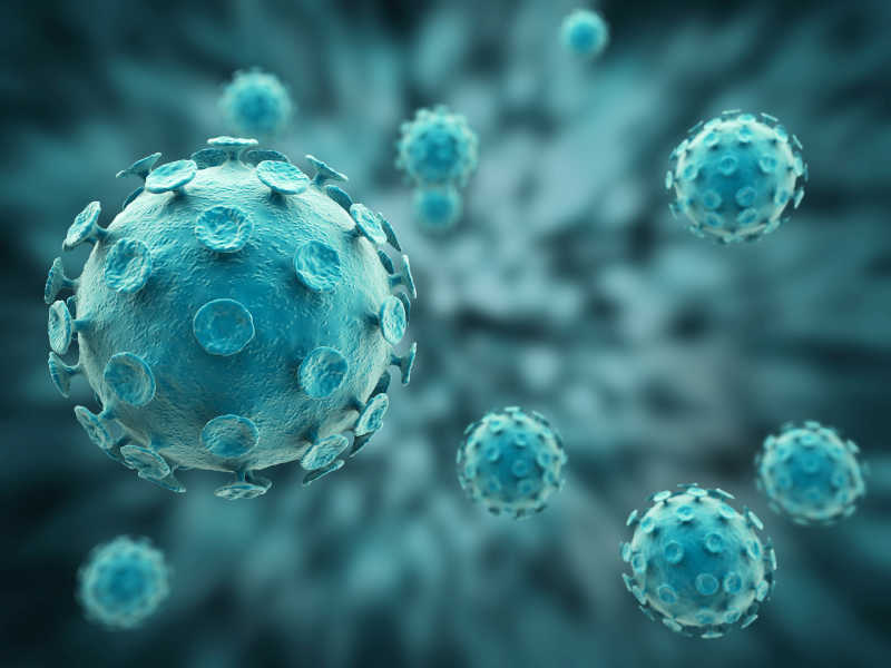 细菌病毒3D蓝色渲染概念
