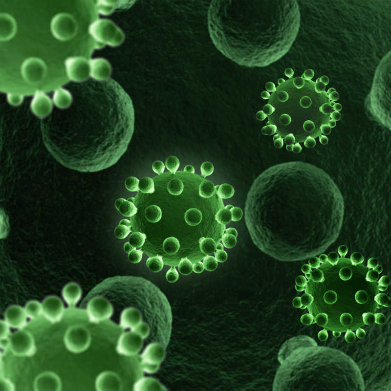 细菌病毒绿色3D渲染