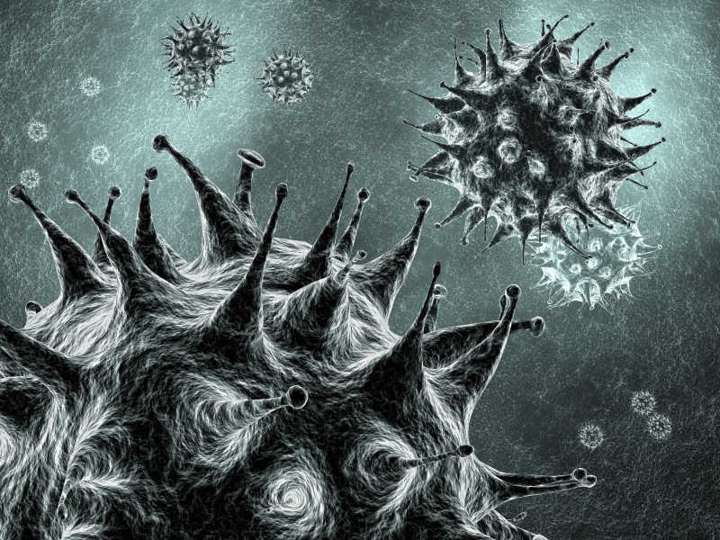 黑色细菌病毒插画