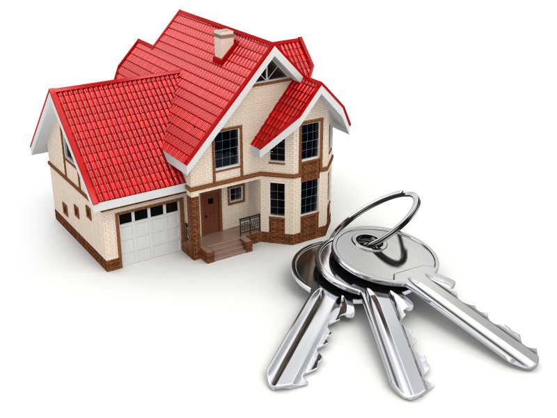 红房子模型与一串钥匙