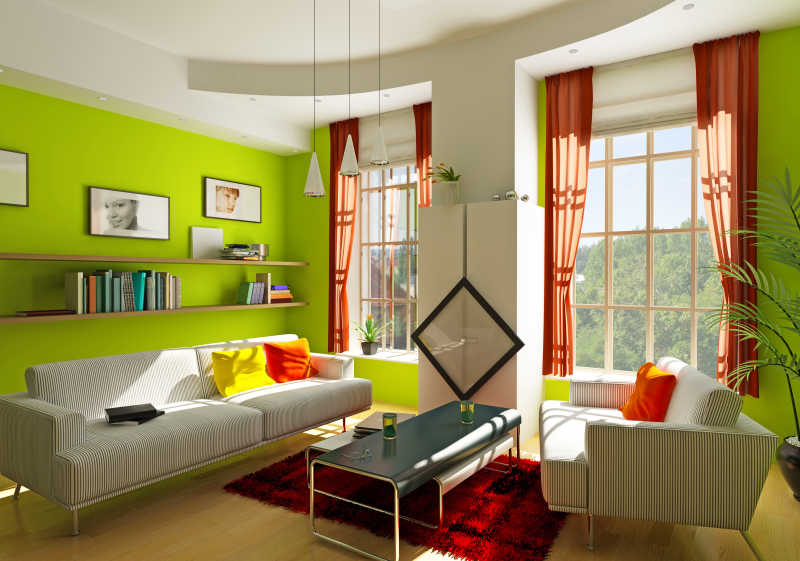 绿色墙体内室设计