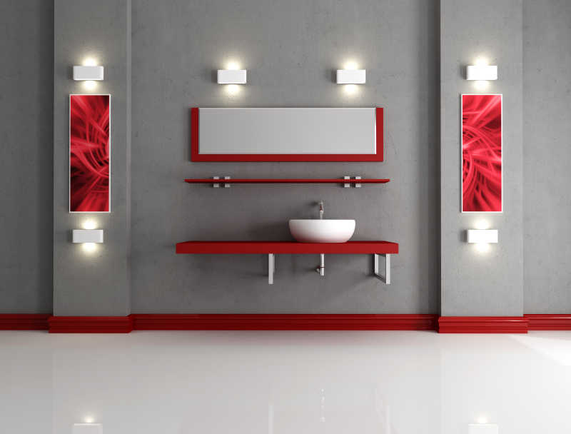简约的灰红色浴室设计