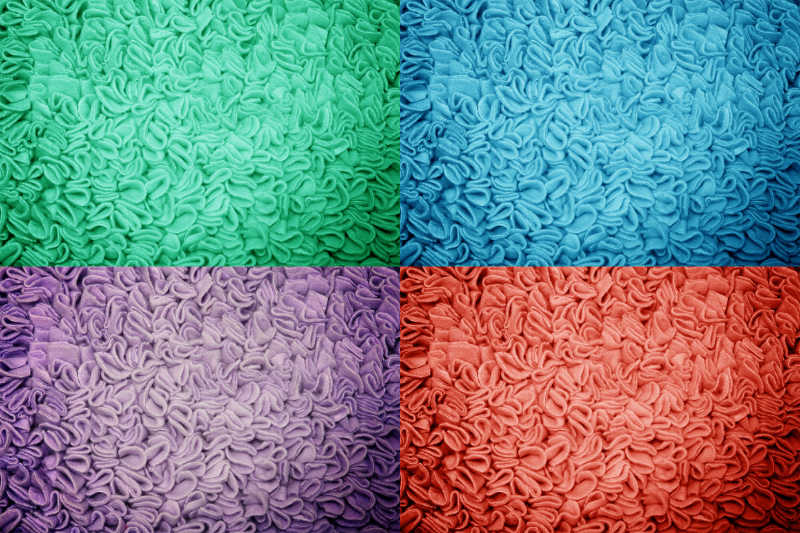 四种颜色的地毯特写