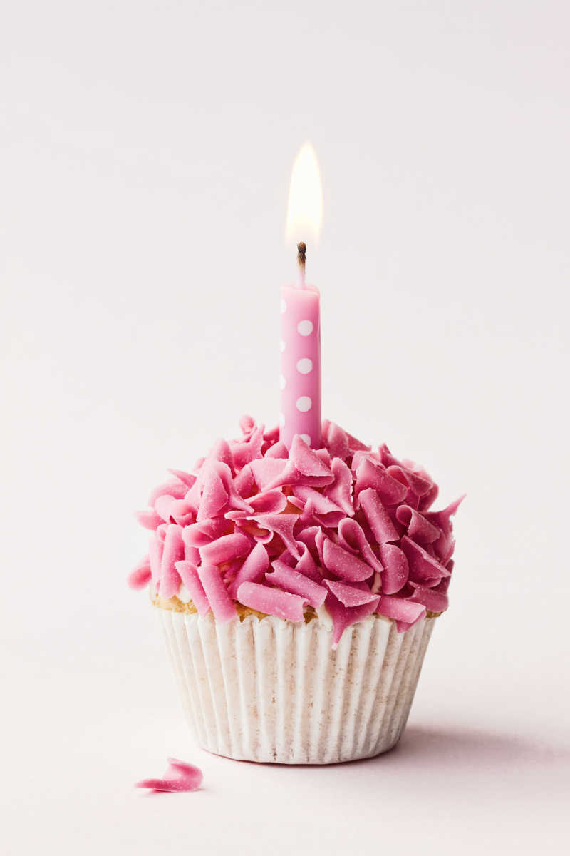 插着蜡烛的生日蛋糕特写