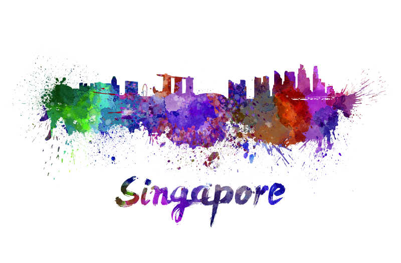 新加坡的城市水彩画