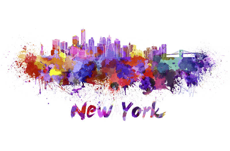纽约的城市水彩画