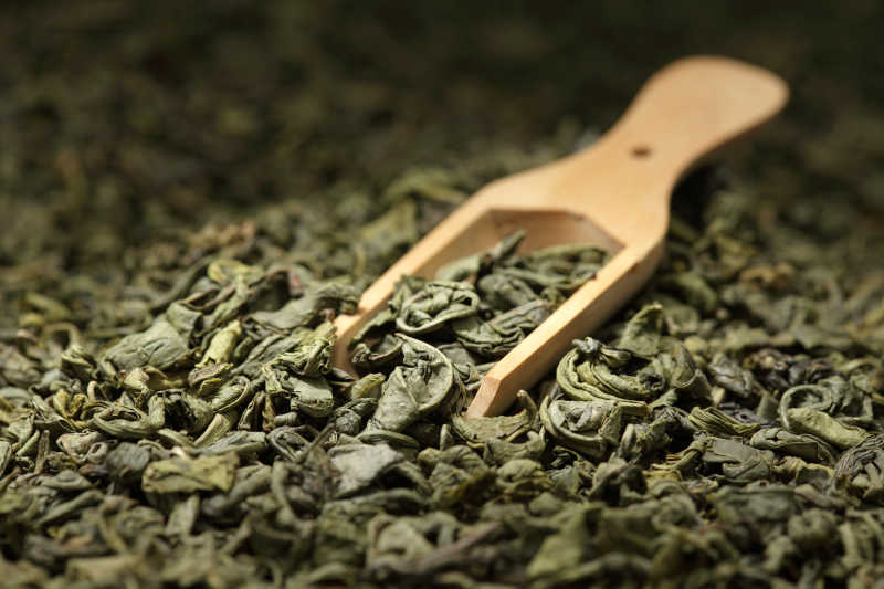 晒干的绿茶茶叶