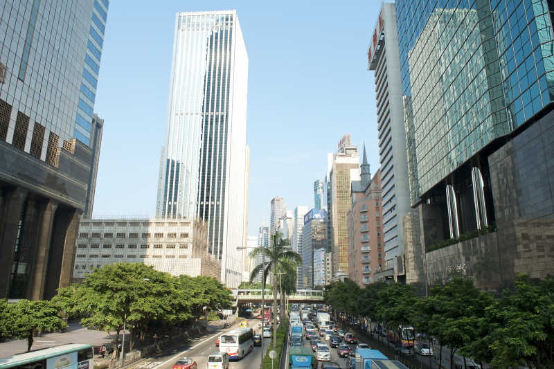 中国香港繁华的街道航拍