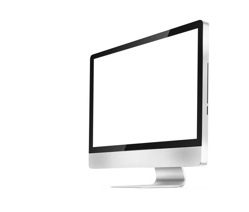 白色背景下的白色屏幕计算机