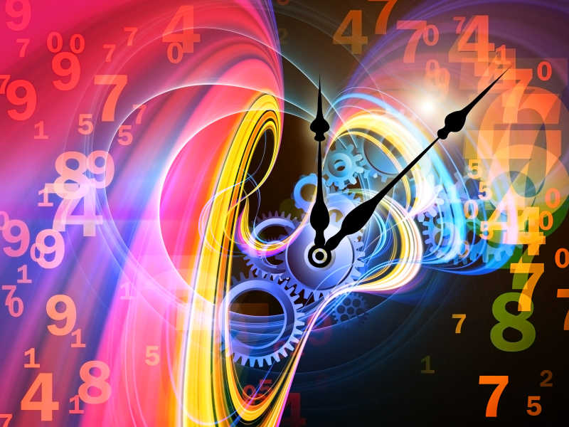 时钟符号和图形元素在时间技术过去现在和未来